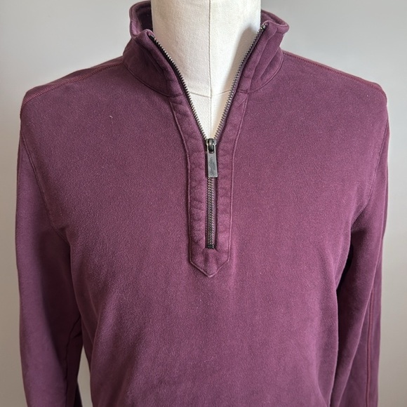 GoodMan Brand - Quarter Zip Split Tail Mock Sweatshirt - Size Medium - Purple - Picture 3 of 10